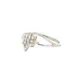 18k White Gold and Diamond Fancy Ring in size 6.5 and total gold weight of 1.78g